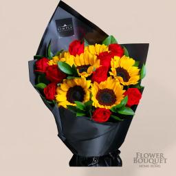向日葵 + 紅玫瑰 花束