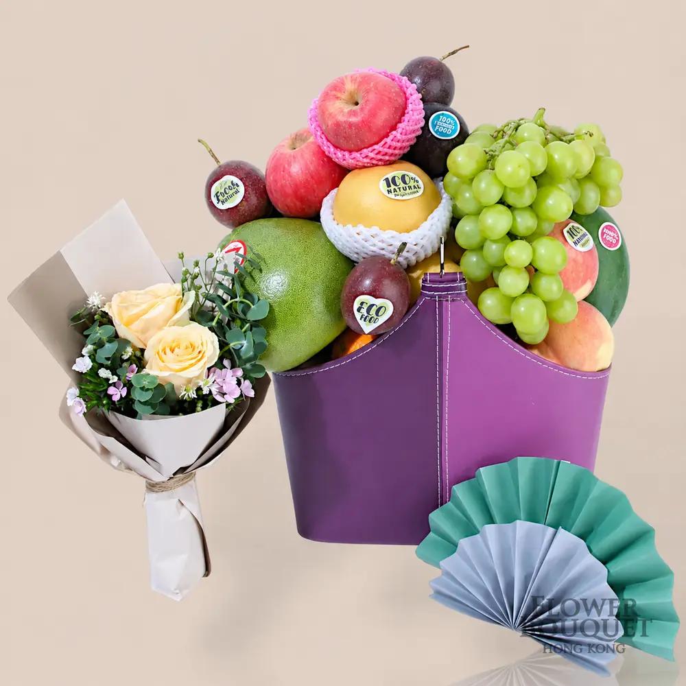 傳統中秋果籃 + 小花束 PL95+F - 點擊查看商品詳情 傳統中秋果籃 + 小花束 PL95+F | 御花店