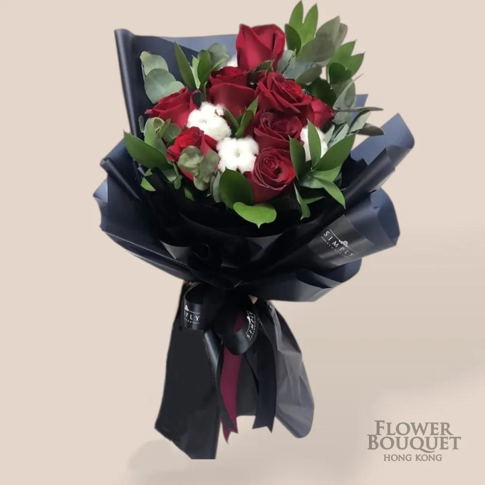韓式 紅玫瑰棉花 花束 - 點擊查看商品詳情 韓式 紅玫瑰棉花 花束 | 御花店